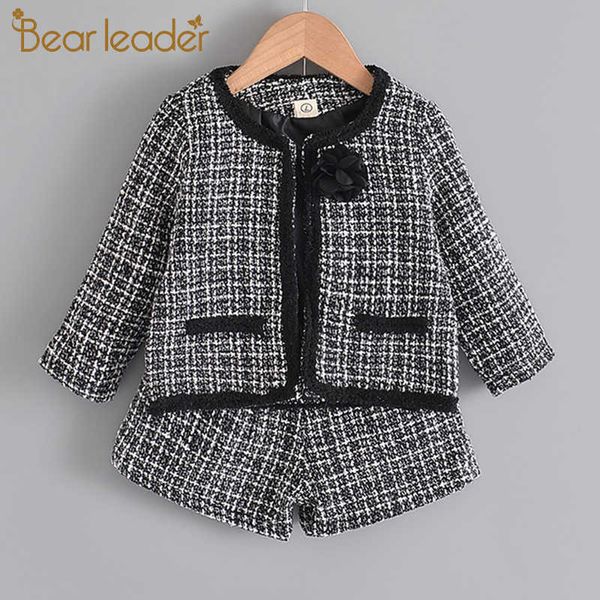 Bear Leader Girls Fashion Vêtements Ensembles 2021 Nouvel Automne Enfants Plaid Tenues élégantes Fille Baby Party Costumes Enfants Vêtements décontractés X0902