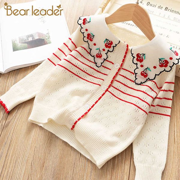 Bear Leader Girls Sweaters Automne Soft Girl's Veste Pull Dessin animé Modèle Panda Enfants Vêtements Chauds Vêtements pour enfants 210708