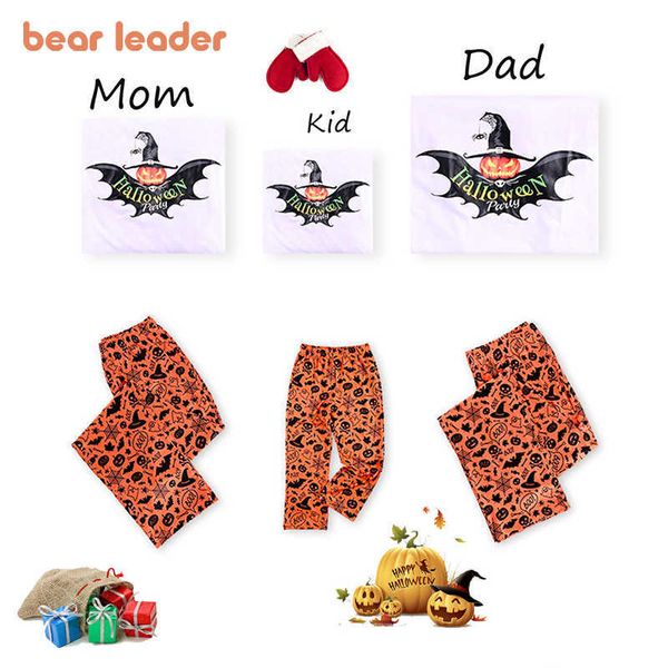 Bear Leader Halloween Vêtements Ensembles Famille Correspondant Tenues Papa Maman Fille Dessin Animé Mignon Vêtements Femmes Enfants Homewear Pyjamas 210708