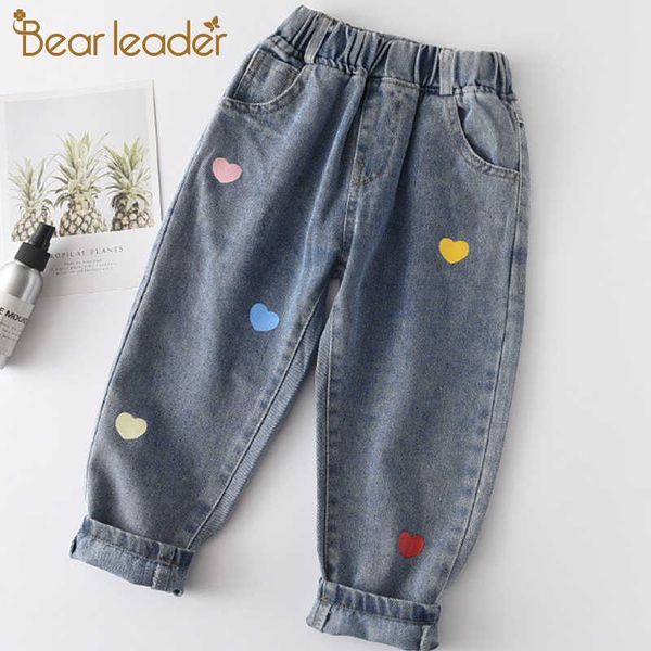 Bear Leader Enfants Casual Jeans Automne Printemps Filles Garçons Mode Jeans Enfants Belle Coeur Imprimer Leggings pour 2 6 ans 210708