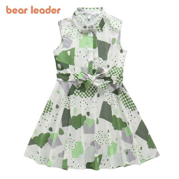 Bear Leader Summer Family Matching Outfits Estilo coreano Moda Madre e hija Estampado floral Princesa Vestidos sin mangas 210708