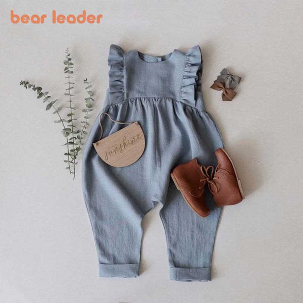 Bear Leader Summer Ruffles Bébé Filles Barboteuses Infantile Sans Manches Né Bébé Combinaison Casual Playsuit Enfants Garçons Vêtements Coréens 210708