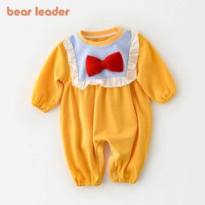 Bear Leader Enfant Filles Garçons Casual Rompers Mode Printemps Infant Girl Bowknot Princesse Costumes Bebes Sweet Combinaisons 210708