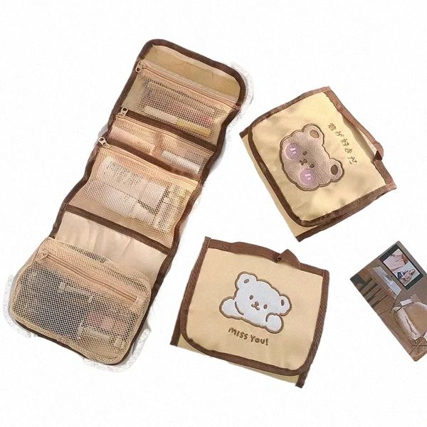 Oso Maquillaje Bolsa Mujeres Maquillaje Colgando Artículos de tocador Organizador Joyería de viaje Doblez Cepillos cosméticos W Kits Estuche Bolsa j1QZ #