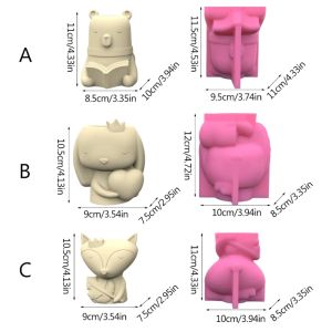 Oso conejo gypsum flor de silicona moho epoxi resina molde de fundición de resina suculento cemento molde de molde de arcilla molde R3MC