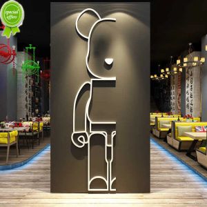 Bearbrick wanddecoratie 3d Sticker Acryl muurstickers catering melk thee koffie cake bakkerij layout Slaapkamer Woonkamer Thuis achtergrond muurstickers