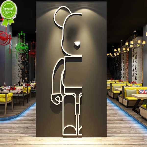 Bearbrick décoration murale 3d autocollant acrylique stickers muraux restauration lait thé café gâteau boulangerie disposition chambre salon maison fond stickers muraux