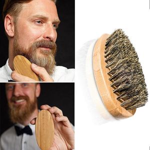 Brosse à barbe pour hommes brosse en bambou poils de sanglier Massage du visage hommes blaireaux peigne barbes et moustache ZA2023