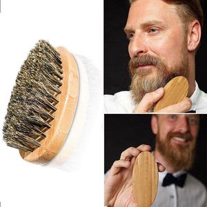 Brosse à barbe pour hommes brosse en bambou poils de sanglier Massage du visage hommes blaireaux peigne barbes et moustache ZA2023 Fkrdk