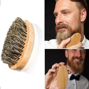 Brosse à barbe pour hommes brosse en bambou poils de sanglier Massage du visage hommes blaireaux peigne barbes et moustache ZA2023 Mkpid