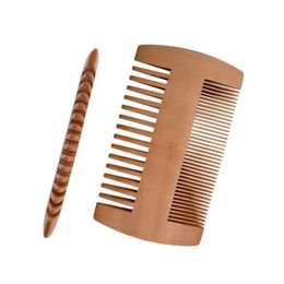 Kit peigne à barbe pour hommes en bois avec étui en cuir PU brosse de soin poche Peine à cheveux pour hommes