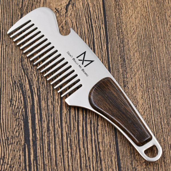 Peigne à barbe hommes rasage poche peigne Portable mâle acier moustache brosse coiffure coiffure coiffure outils de coupe de cheveux