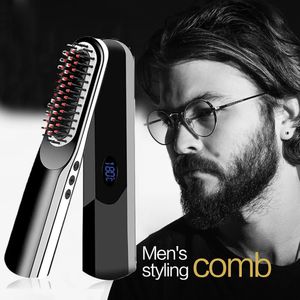 Lisser de barbe pour les hommes litreux de barbe peigne sans fil sans fil brosse à cheveux multifonctionnelle litreux combinaison de coiffure rapide outil