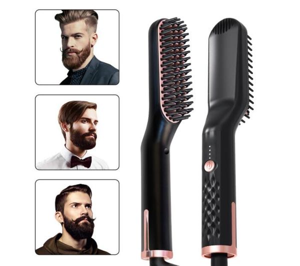 Lisseur à barbe, brosse antistatique en céramique, chauffage, démêlage, lissage plus rapide, peigne à barbe pour hommes