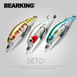 BEARKING-Señuelos de pesca profesionales, 3 uds. Por juego, 63mm, 5g SP, colores UV, sistema magnético de manivela, modelo wobbler, cebo de manivela 240102