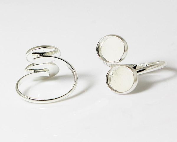 Paramètres à anneaux vierges à beasnice avec deux plateaux de colons ronds s'adaptent à 12 mm en verre rond cabochons entières bijoux de mode ID 269961999107