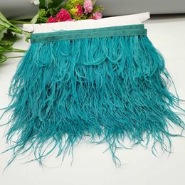 Woonzaad 10yard witte natuurlijke ostrich veren lint, lengte 8-10 cm veren trim Fringe Diy-kostuums naaien kledingaccessoires