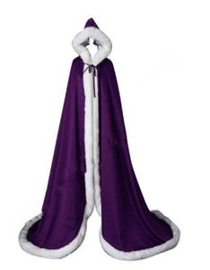 Beauful Bridal Cape Blanc Long Mariage de mariage Faux Fur avec satin chaud pour le mariage d'hiver Emballage Bollero Hooded5539832