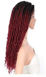 Beauart 4x4quot Suisse Lace Front Faux Locs Perruques tressées sans nœuds avec boucles bohème extrémités synthétiques Dreadlocks tresses Wigs8970274