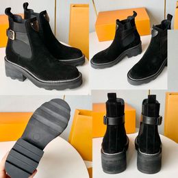 Beaubourg Ankle Boot 1ACKCP Gamuza de piel de becerro Paneles laterales elásticos botas de diseñador botas para mujer botas de otoño invierno bota de plataforma Botas de moda de alta calidad