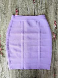 BEAUKEY été qualité lavande pansement jupes été automne femmes violet taille haute robe serrée moulante XL crayon robes 240306