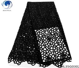 PRACHTIGE Afrikaanse guipurekant stoffen zwart koord kant stoffen 2019 wateroplosbare veters jurk voor vrouwen 5yardslot ML25G148237240