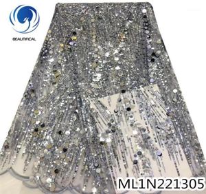 Beautifical Lace Nigeriaanse Franse pailletten Netto kantstoffen Hoogwaardige 5 yards Parning Sewing voor kleding ML1N221316028477