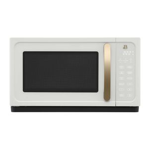 Hermoso horno microondas con sensor de 1,1 pies cúbicos y 1000 vatios, glaseado blanco de Drew Barrymore, horno microondas portátil