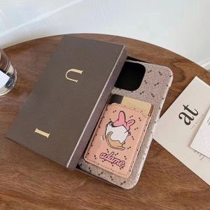 Belle carte en cuir 2G iPhone Cases 15 14 Pro Max Luxury Cartoon Phone Case Purse 18 17 16 15promax 14promax 13promax 12promax 15pro 14pro 13pro avec Logo Box 810