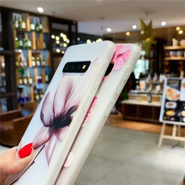 Hermosas fundas de teléfono florales en relieve 3D para Samsung Galaxy S10 S10E S10 Plus A10 A20 A20E A30 A40 A50 A60 A70 fundas de silicona femeninas