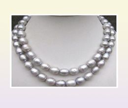 Beau collier de perle argenté gris tahitien 910 mm 32 quot96722978081254
