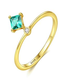 Mooie 925 Sterling Silver Dainty Sieraden Emerald Cz Ring For Women Betrokkenheid Wedding Party Verjaardag Geschenk 8257213