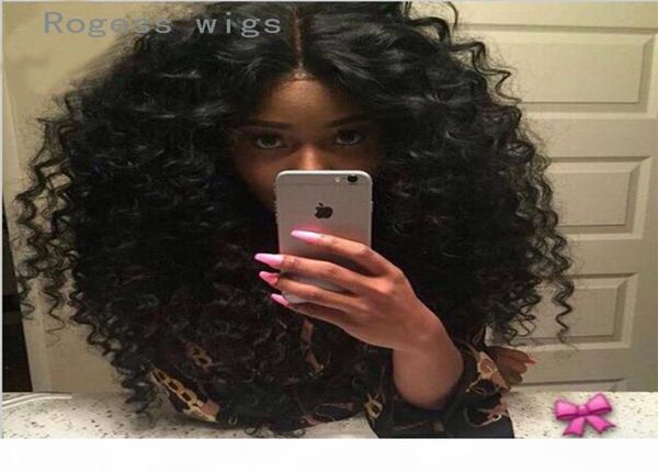 Belle Afrique pour femmes longues Black en dentelle noire avant Wig 6352896