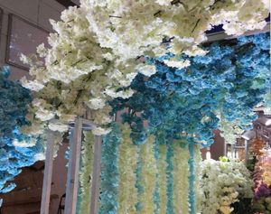 Mooie kunstmatige kersenbloesems tak bloem zijde blauweregen wijnstokken voor thuis bruiloft decoratie bloemboeket 5pcs8868707