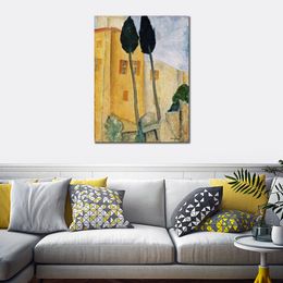 Belle toile Art salle d'étude décor cyprès et maisons paysage de midi Amedeo Modigliani peinture à la main de haute qualité