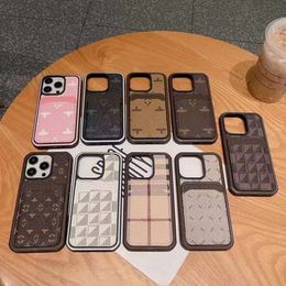 Mooie kaartsleuf telefoonhoesjes iPhone 15 14 13 12 11 pro max Luxe lederen tas Hallo kwaliteit 18 17 16 15pro 14pro 13pro 12pro 11pro X Xs 7 8 mini met logo Verpakking