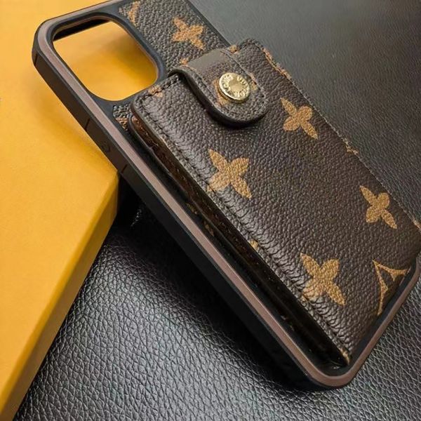 Magnifique portefeuille de cartes Designer LU Étuis de téléphone pour iPhone 15 14 13 12 11 16 17 18 Pro Max X XS XR 7 8 Plus Couverture de sac à main en cuir de luxe avec emballage de boîte de logo