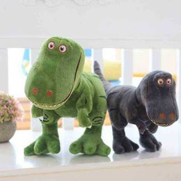 Mooie cartoon lachende simulatie dinosaurus pop kinderen knuffels zachte uitstekende afwerking blootgestelde tanden staande popkamer deco j220729