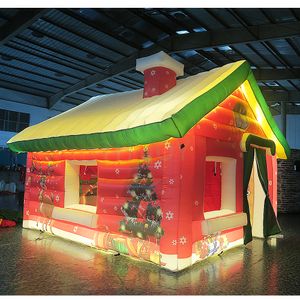Activités de plein air décoration de noël éclairage led gonflable Santa House fête événement cabine tente à vendre