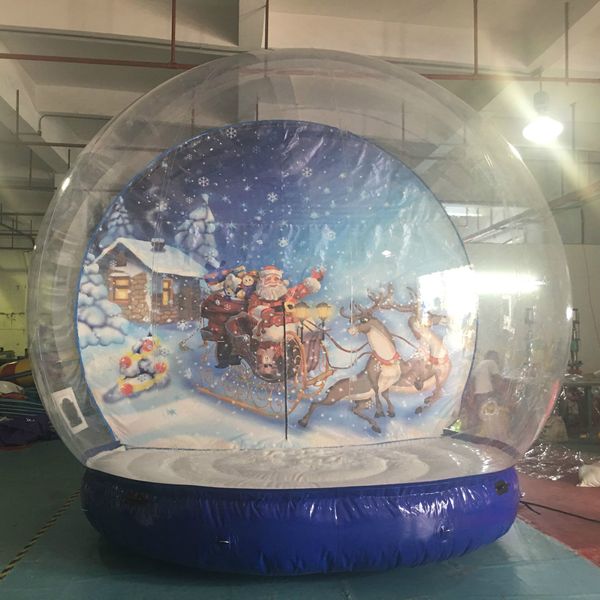 Magnifique cabine photo de Noël, boule à neige, image d'arrière-plan personnalisée, les gens peuvent entrer dans le dôme d'igloo transparent avec ventilateur