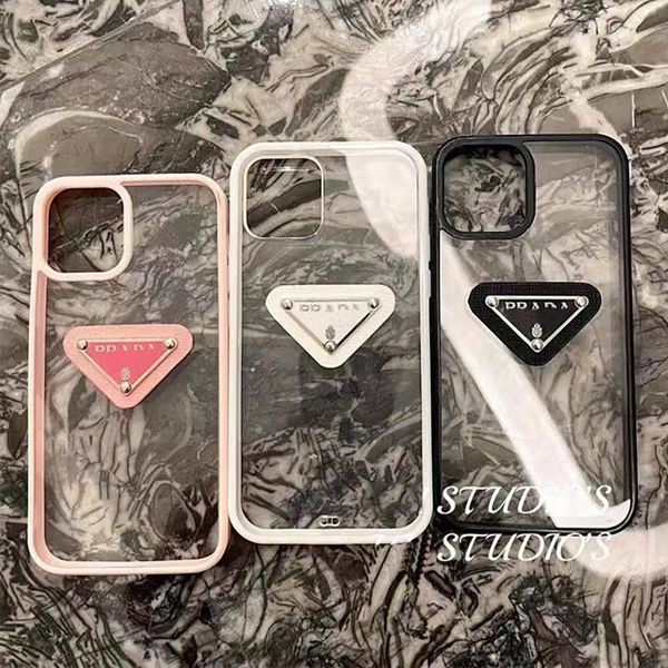 Magnifiques étuis de téléphone transparents pour iPhone 15 14 13 12 11 Pro Max Designer Saffiano Purse 18 17 16 15pro 14pro 13pro Plus X Xs Xr 6 7 8 Étui avec boîte à logo Emballage Support de commandes mixtes