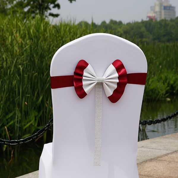 Decoraciones de boda hermosos accesorios de boda de arco colorido sillas elegantes sillas textiles de silla textil fajas