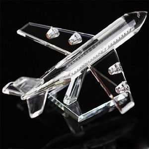 Mooi Crystal Airplane Model Miniature Glass Plane Aircraft Crafts Office Home Decoratie Kerstcadeau T200703