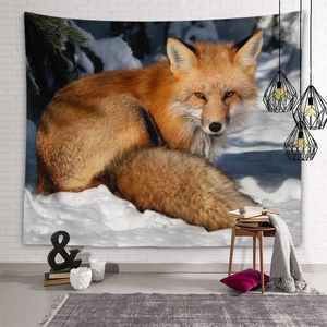 Belle mignon Fox Tapestry Animal Tapstances Wall Art Decoration Tapestry Kawaii Kids Choom salon chambre Dormitory Room Home Decor R0411