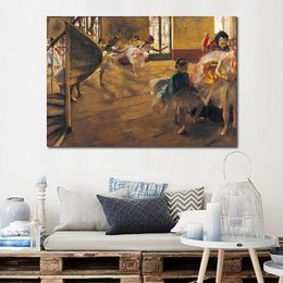 Mooie danser Canvas Art Ballet repetitie op het podium 1974 Edgar Degas schilderij artwork handgemaakte hotelkamer decor