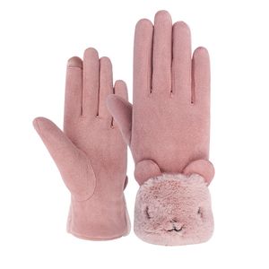 Mooi ontwerp Zacht materiaal Dames Winddicht Dikkere rijhandschoenen Student Populaire roze touchscreenhandschoen