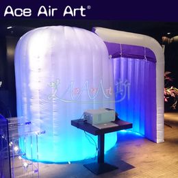 Prachtig ontworpen verschillende kleuren opblaasbare spiraalvormige fotocabine koepel tent met LED -verlichting voor bruiloftsfeest te koop