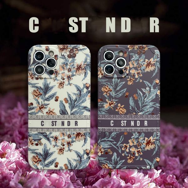 Belle couverture de concepteur Case de téléphone iPhone 15pro Max 14 15 plus 11 12 13 14 Pro Max XR XR XSmax Luxury TPU Silicone Case avec mode florale