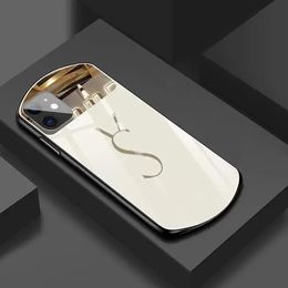 Hermosas cajas de teléfono con espejo de diseñador para iPhone 15 14 13 12 11 Pro Max Marca de lujo Alta calidad 18 17 16 15pro 14pro 13pro 12pro 11Pro X Xs Xr Xsmax 7 8 Estuche con caja con logotipo