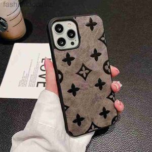 Mooie designer telefoonhoesjes iPhone 14 13 Pro Max 12 11 Lu lederen portemonnee Hoge kwaliteit 14Plus X XS XR Case Classic Floral Printed Leather Shell